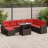 9 Piece Garden Sofa Set With Cushions Poly Rattan Acacia