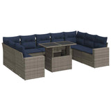 10 Piece Garden Sofa Set With Cushions Poly Rattan Acacia