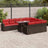 11 Piece Garden Sofa Set With Cushions Black Poly Rattan Acacia