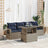 5 Piece Garden Sofa Set With Cushions Black Poly Rattan Acacia