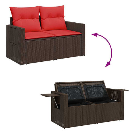6 Piece Garden Sofa Set With Cushions Grey Poly Rattan Acacia