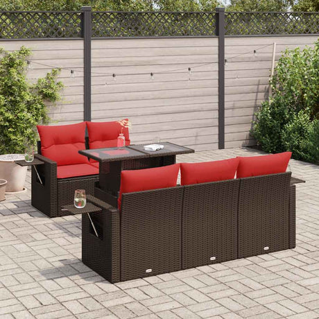 6 Piece Garden Sofa Set With Cushions Grey Poly Rattan Acacia