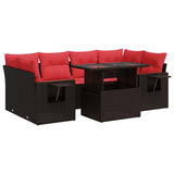 7 Piece Garden Sofa Set With Cushions Grey Poly Rattan Acacia