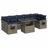8 Piece Garden Sofa Set With Cushions Black Poly Rattan Acacia