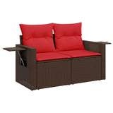 5 Piece Garden Sofa Set With Cushions Grey Poly Rattan Acacia