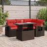 5 Piece Garden Sofa Set With Cushions Grey Poly Rattan Acacia