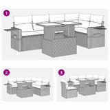 6 Piece Garden Sofa Set With Cushions Poly Rattan Acacia