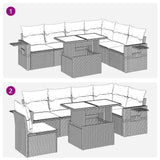 7 Piece Garden Sofa Set With Cushions Grey Poly Rattan Acacia