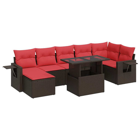 8 Piece Garden Sofa Set With Cushions Poly Rattan Acacia