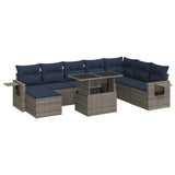 9 Piece Garden Sofa Set With Cushions Poly Rattan Acacia