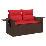 10 Piece Garden Sofa Set With Cushions Poly Rattan Acacia