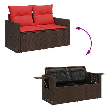 10 Piece Garden Sofa Set With Cushions Poly Rattan Acacia