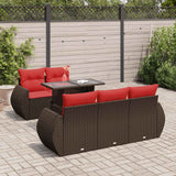 6 Piece Garden Sofa Set With Cushions Poly Rattan Acacia