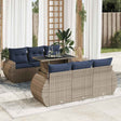 7 Piece Garden Sofa Set With Cushions Poly Rattan Acacia