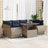 7 Piece Garden Sofa Set With Cushions Poly Rattan Acacia