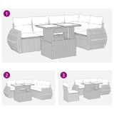 6 Piece Garden Sofa Set With Cushions Poly Rattan Acacia