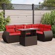 6 Piece Garden Sofa Set With Cushions Poly Rattan Acacia