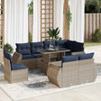 9 Piece Garden Sofa Set With Cushions Poly Rattan Acacia