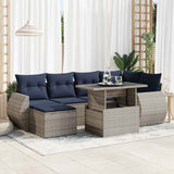 7 Piece Garden Sofa Set With Cushions Poly Rattan Acacia