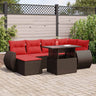 7 Piece Garden Sofa Set With Cushions Poly Rattan Acacia