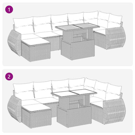 8 Piece Garden Sofa Set With Cushions Poly Rattan Acacia