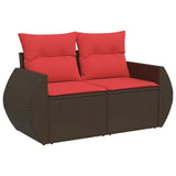 11 Piece Garden Sofa Set With Cushions Poly Rattan Acacia