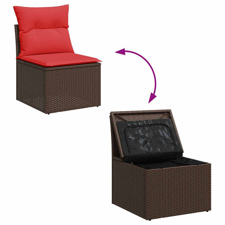11 Piece Garden Sofa Set With Cushions Poly Rattan Acacia