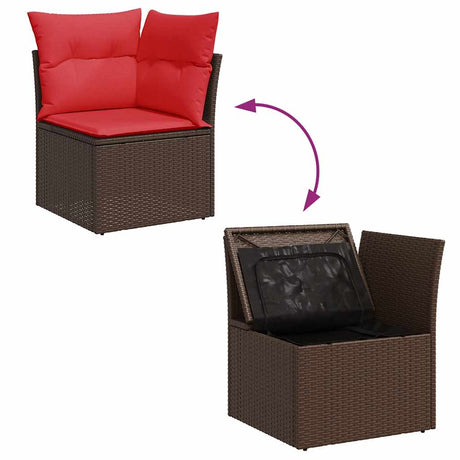 11 Piece Garden Sofa Set With Cushions Poly Rattan Acacia