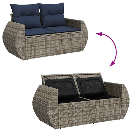 11 Piece Garden Sofa Set With Cushions Poly Rattan Acacia