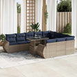 11 Piece Garden Sofa Set With Cushions Poly Rattan Acacia