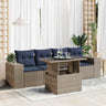5 Piece Garden Sofa Set With Cushions Poly Rattan Acacia