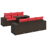 7 Piece Garden Sofa Set With Cushions Poly Rattan Acacia