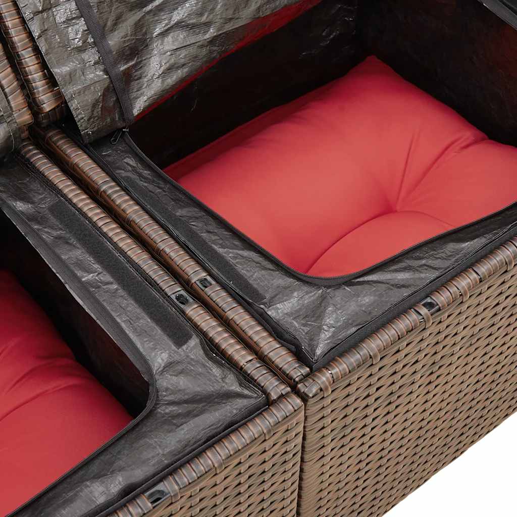 7 Piece Garden Sofa Set With Cushions Poly Rattan Acacia