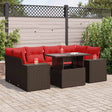 7 Piece Garden Sofa Set With Cushions Poly Rattan Acacia