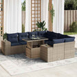 9 Piece Garden Sofa Set With Cushions Poly Rattan Acacia