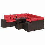 9 Piece Garden Sofa Set With Cushions Poly Rattan Acacia