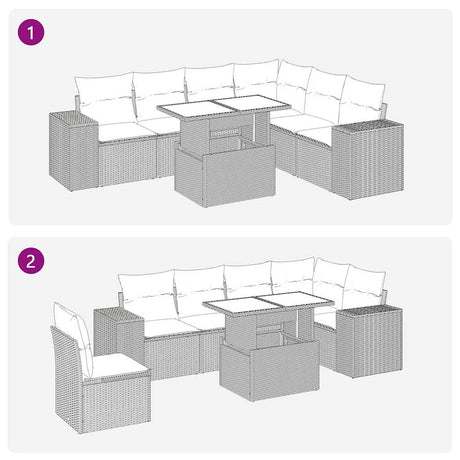 14 Piece Garden Sofa Set With Cushions Poly Rattan Acacia