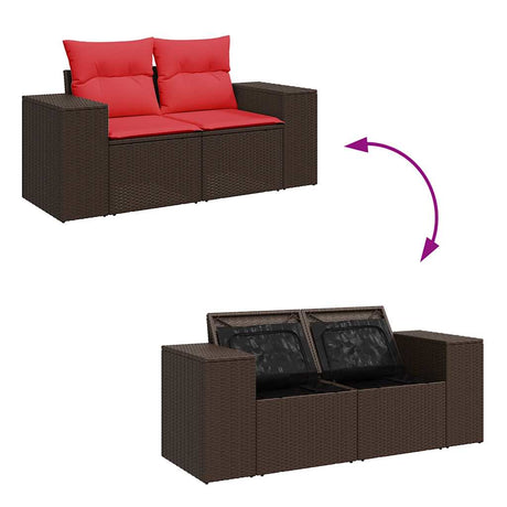 14 Piece Garden Sofa Set With Cushions Poly Rattan Acacia