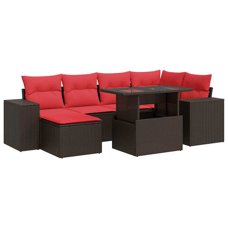 9 Piece Garden Sofa Set With Cushions Poly Rattan Acacia