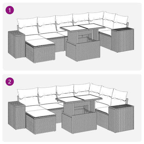 14 Piece Garden Sofa Set With Cushions Poly Rattan Acacia