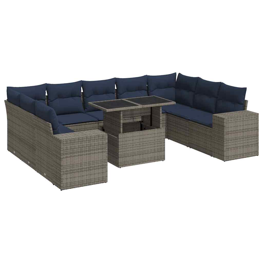 14 Piece Garden Sofa Set With Cushions Poly Rattan Acacia