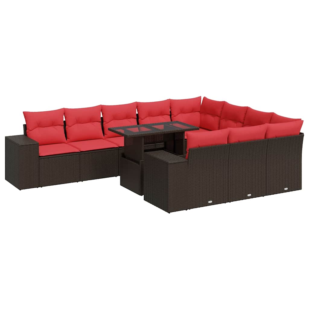 8 Piece Garden Sofa Set With Cushions Poly Rattan Acacia