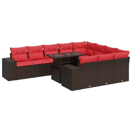 8 Piece Garden Sofa Set With Cushions Poly Rattan Acacia