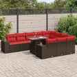 8 Piece Garden Sofa Set With Cushions Poly Rattan Acacia