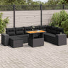 9 Piece Garden Sofa Set With Cushions Beige Poly Rattan Acacia