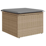 9 Piece Garden Sofa Set With Cushions Beige Poly Rattan Acacia