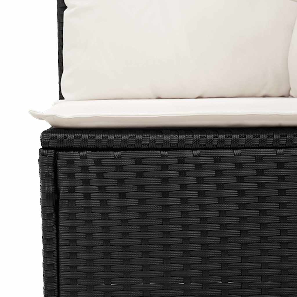 10 Piece Garden Sofa Set With Cushions Black Poly Rattan Acacia