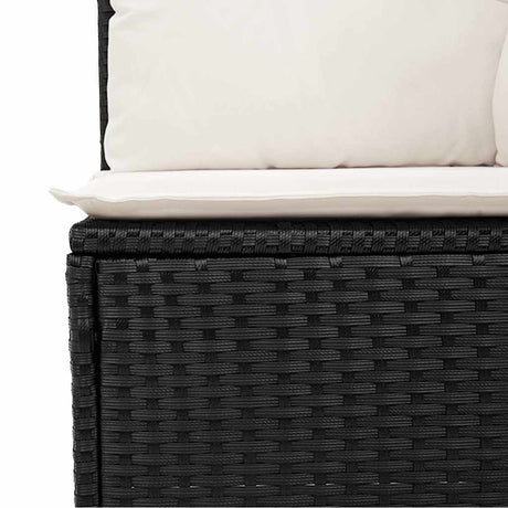 10 Piece Garden Sofa Set With Cushions Black Poly Rattan Acacia