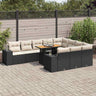10 Piece Garden Sofa Set With Cushions Black Poly Rattan Acacia
