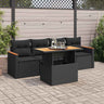 5 Piece Garden Sofa Set With Cushions Beige Poly Rattan Acacia